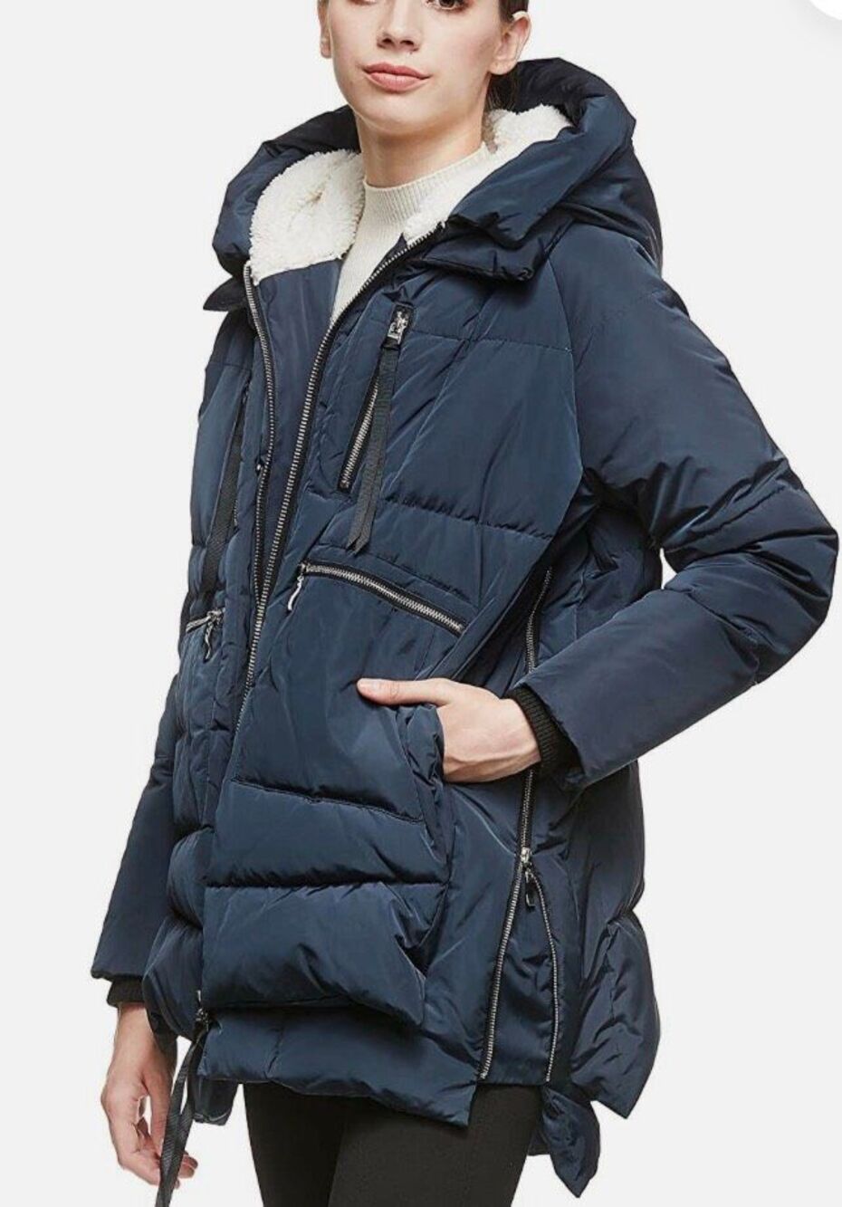 NEW NWOT Orolay Thickened Down blue hooded Puffer JACKET COAT sz XS